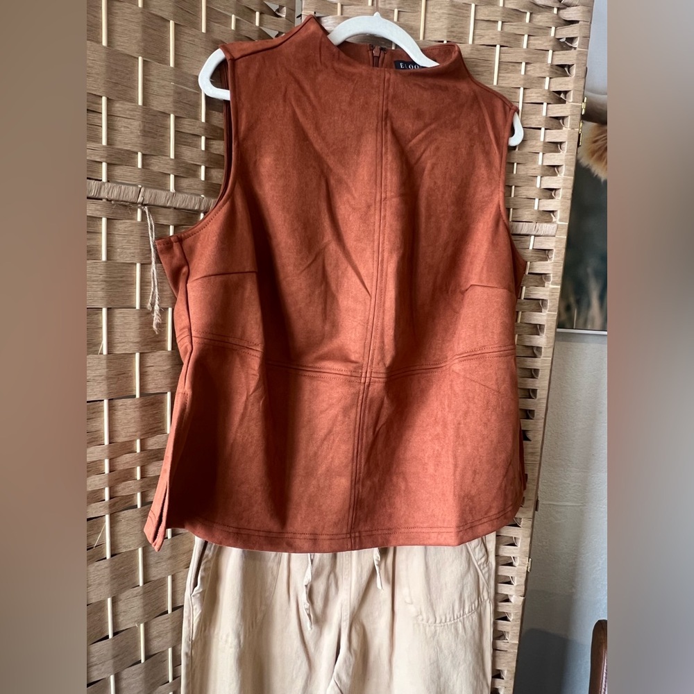 Eloquii Terracotta Faux Suede Sleeveless Top/Vest Size 18 - Picture 3 of 7